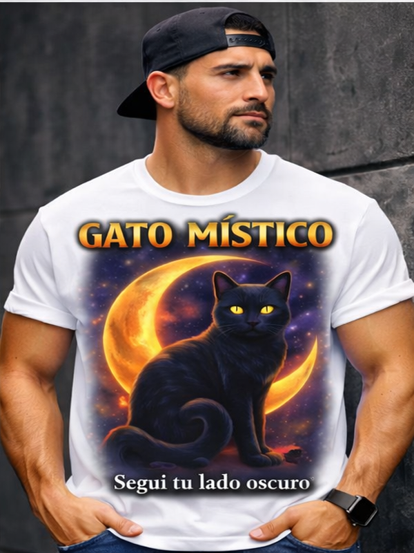 Remera Gato Místico – Luna y Noche