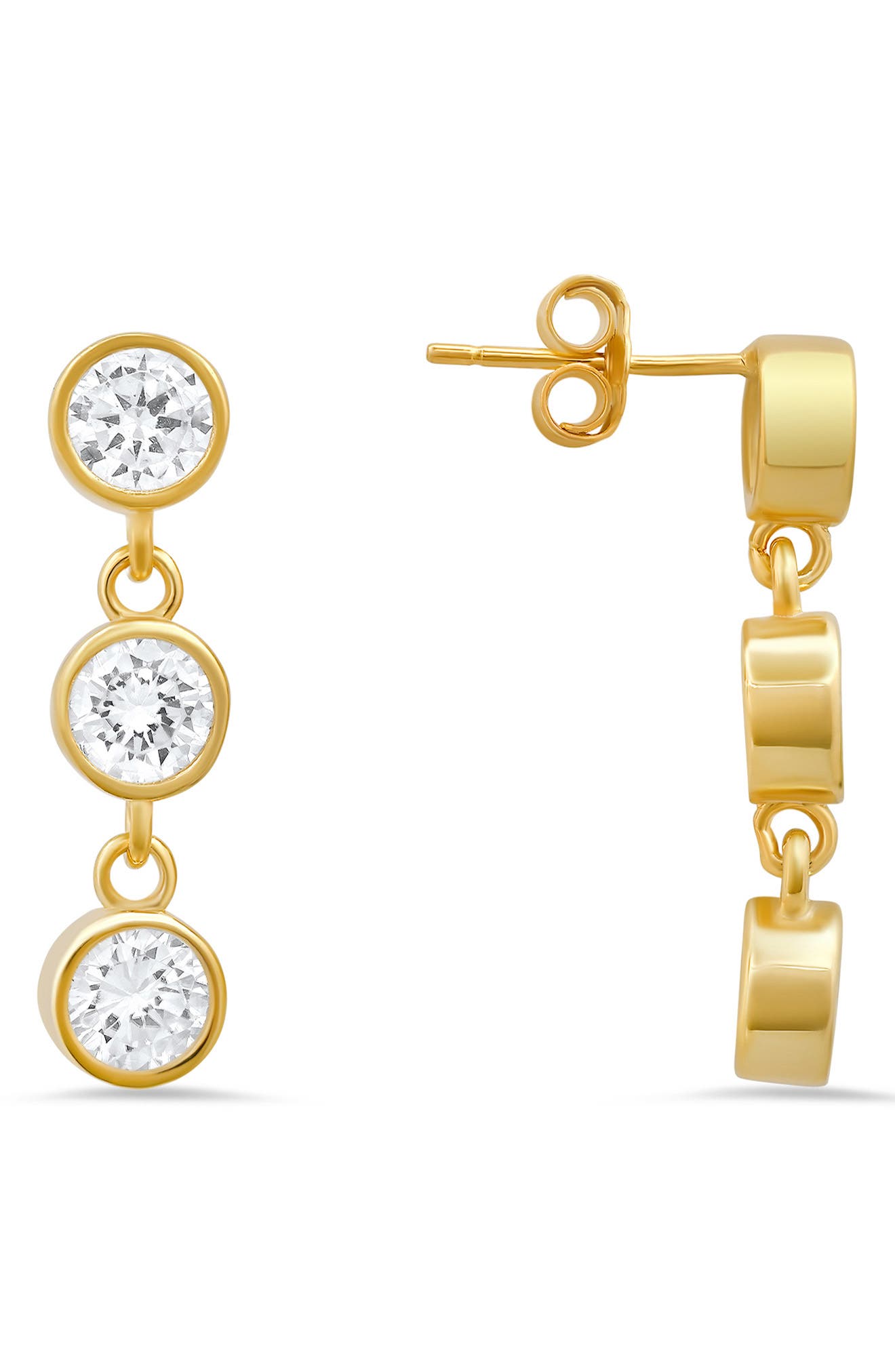 Queen Jewels Dangling Bezel Set Cubic Zirconia Drop Earrings