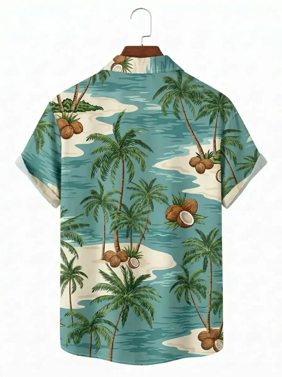 Men's printed shirts Tropical Coconut Palm Beach Hawaiian Shirt