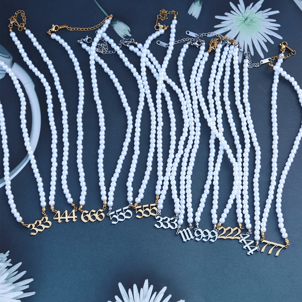 Angel Pearl Number Necklaces 111-999