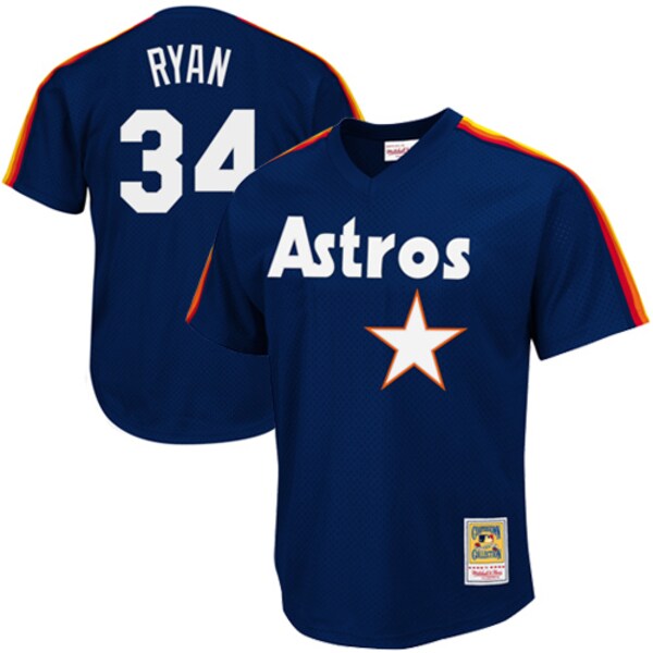 Nolan Ryan Houston Astros 1988 Authentic Cooperstown Collection Mesh Batting Practice Jersey - Navy