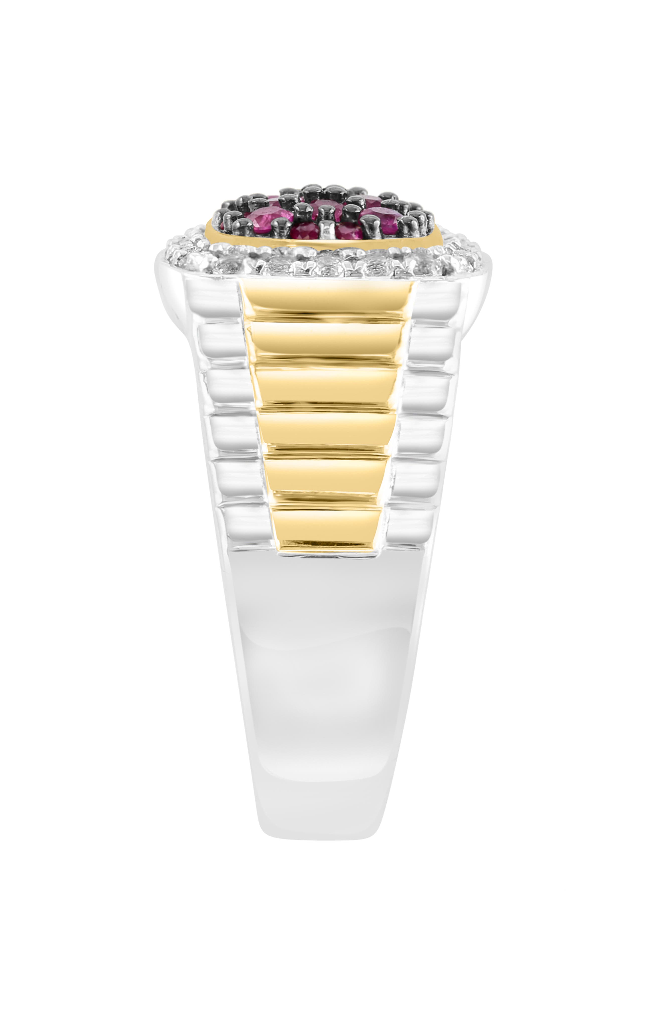 EFFY Men's Sterling Silver Ruby & White Topaz Two-Tone Ring