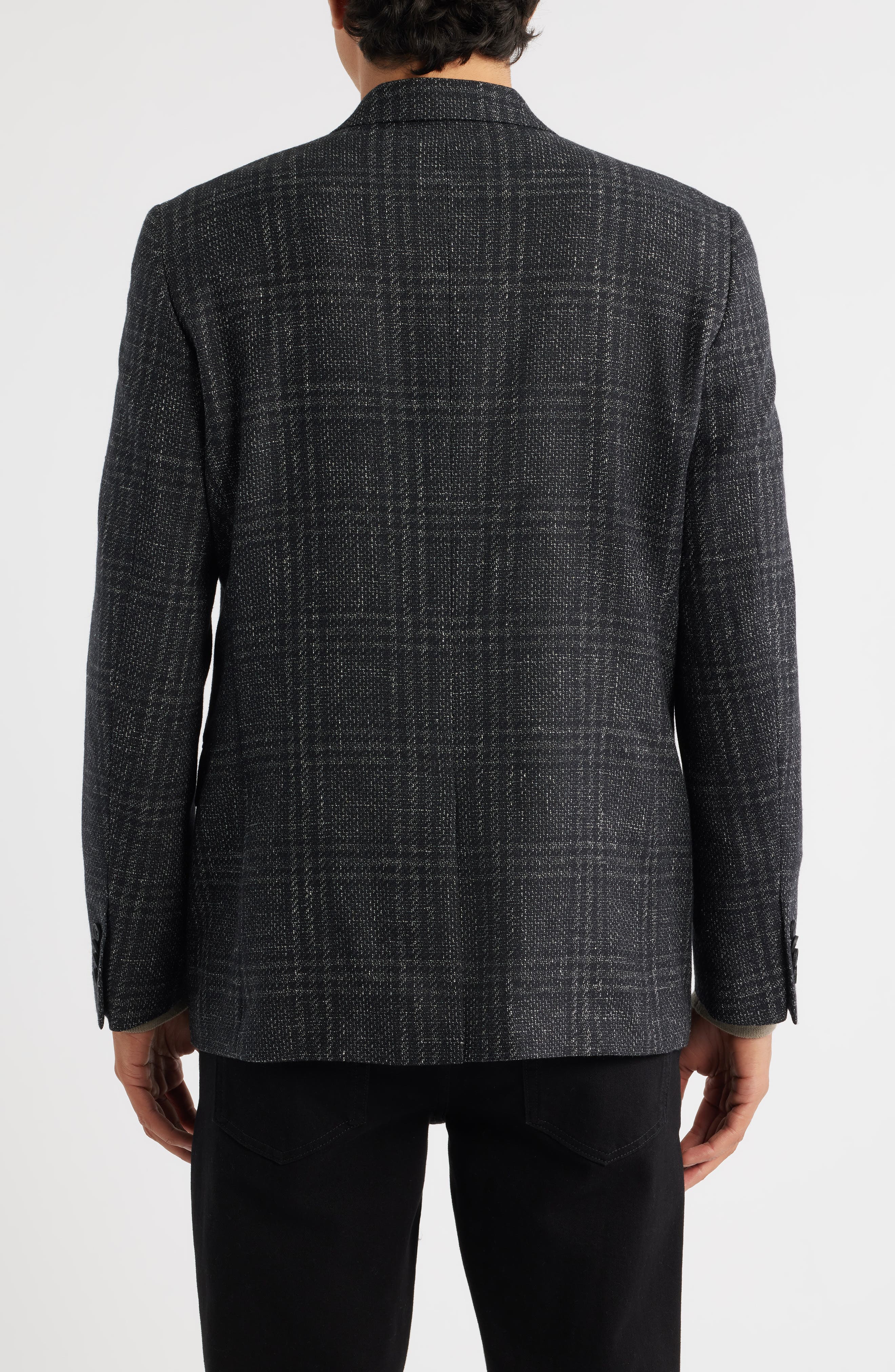 AllSaints Ridley Slim Fit Windowpane Plaid Wool Blend Sport Coat