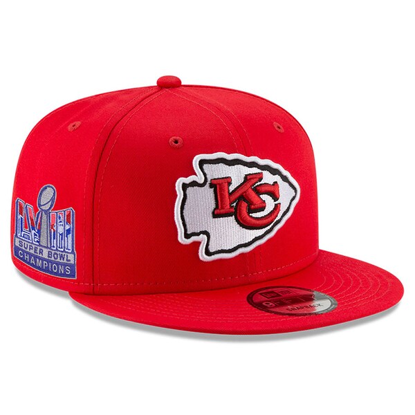 Kansas City Chiefs New Era Super Bowl LVIII Champions Side Patch 9FIFTY Snapback Hat - Red