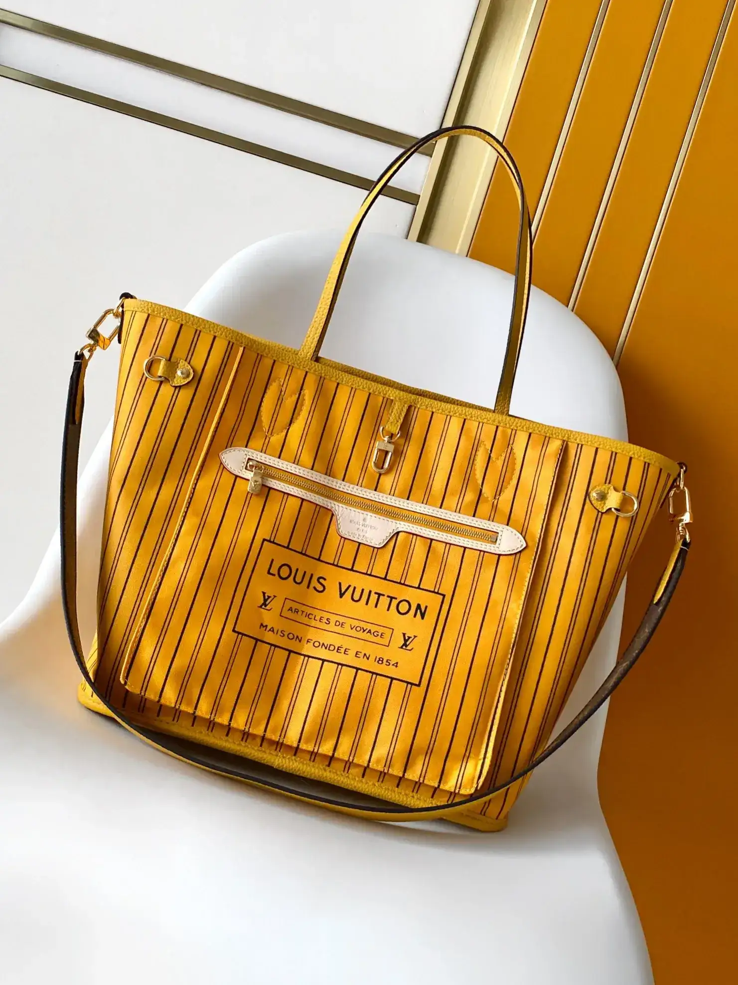 Louis Vuitton Neverfull Yellow Monogram Canvas Tote Bag product photo from LabelPicks