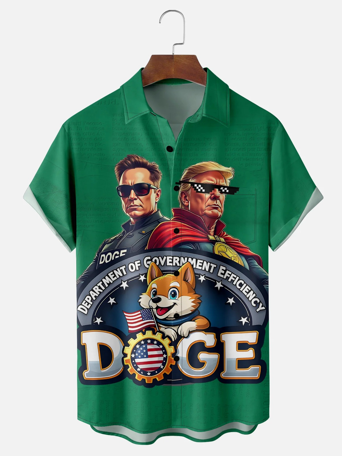 Moisture-wicking Trump & Elon Musk Doge Chest Pocket Casual Shirt