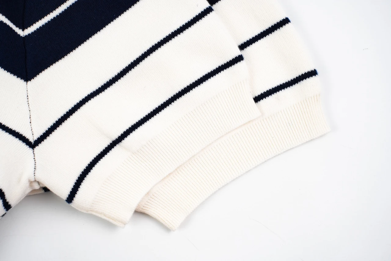 GUCCI Navy White Striped Jacquard Polo Shirt product photo from LabelPicks