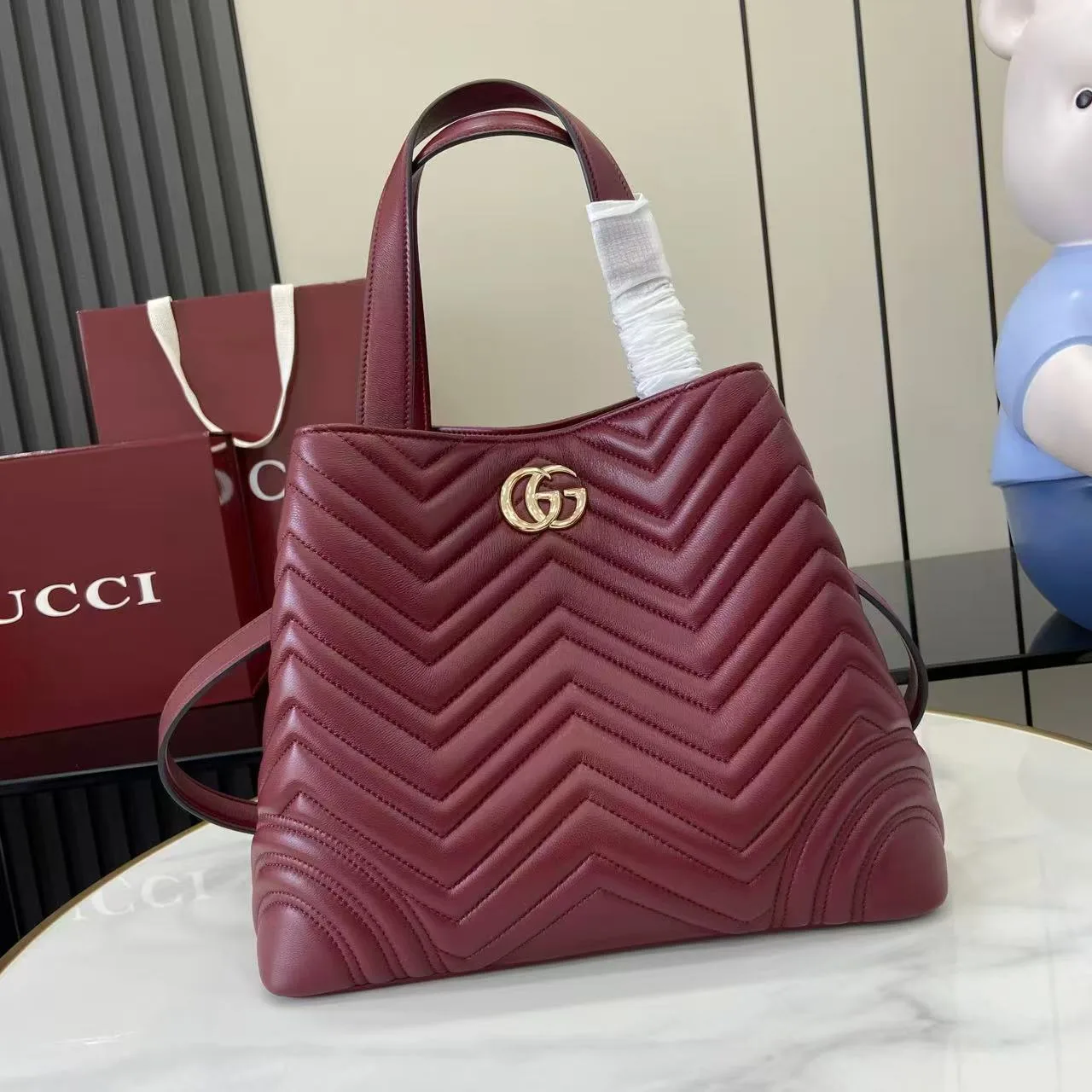 Gucci Marmont Red GG Supreme Canvas Tote Bag product photo from LabelPicks