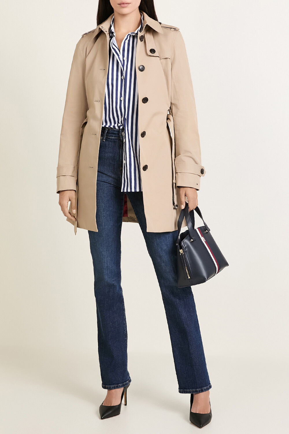 TOMMY HILFIGER מעיל טרנץ' מכותנה אורגנית