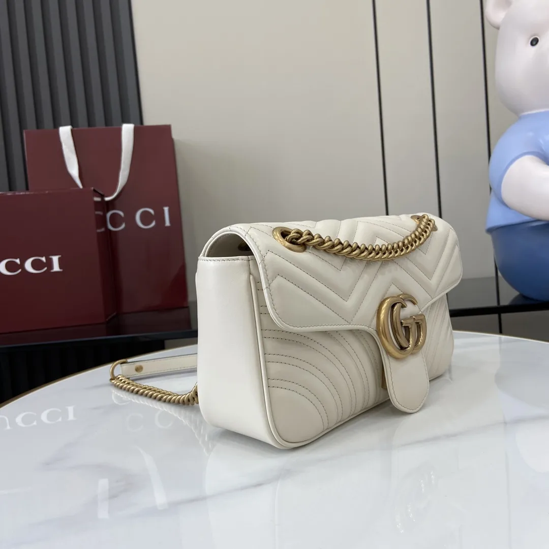 Gucci Marmont White GG Supreme Canvas Shoulder Bag product photo from LabelPicks