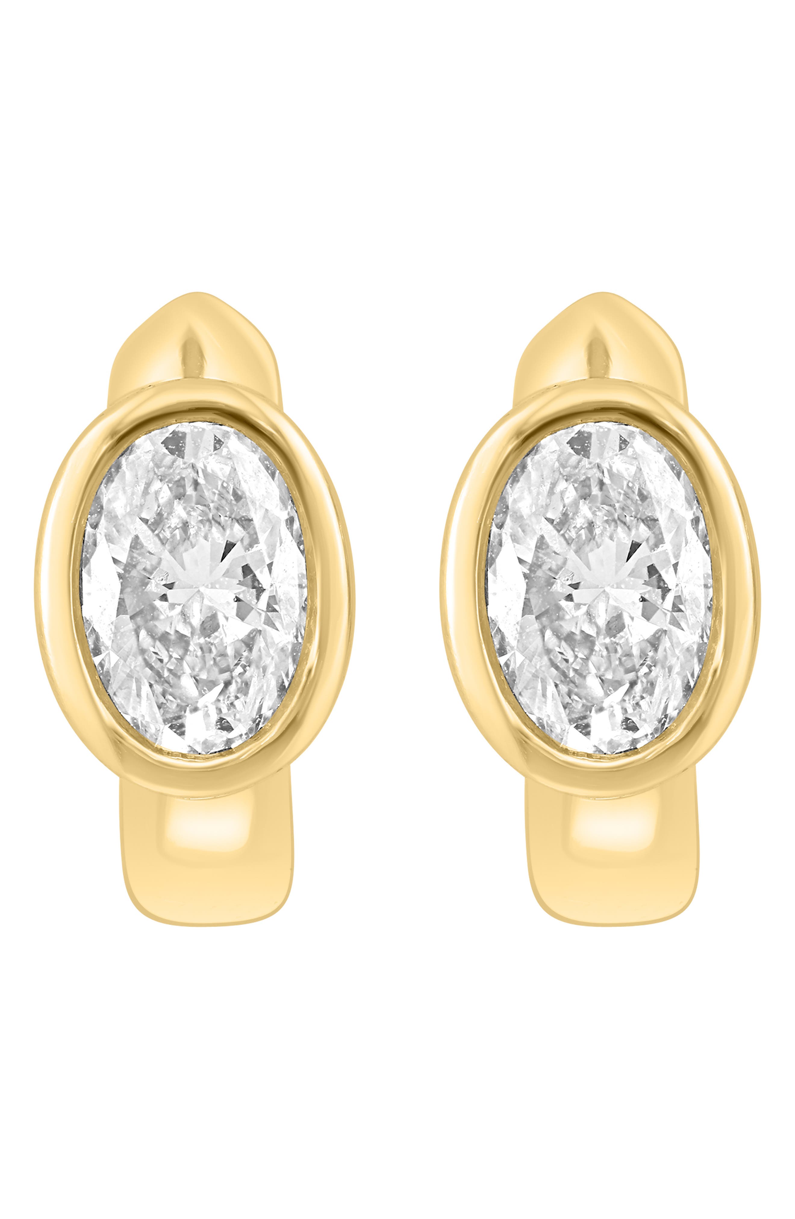 EFFY 14K Gold Plated Sterling Silver Oval Lab Grown Diamond Huggie Hoop Earrings