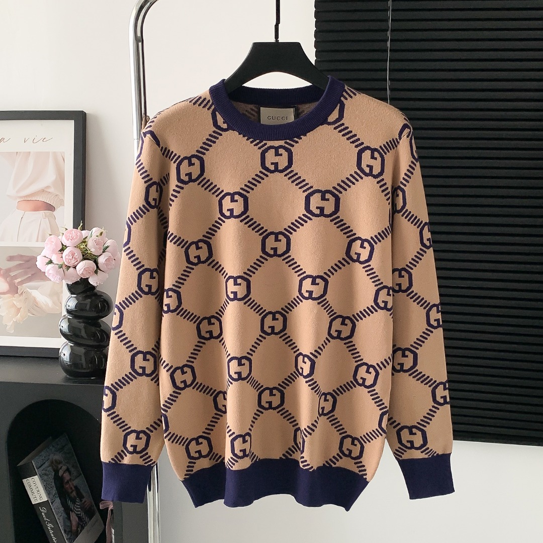 1021 All Over Monogram Jacquard Crew Neck Sweater