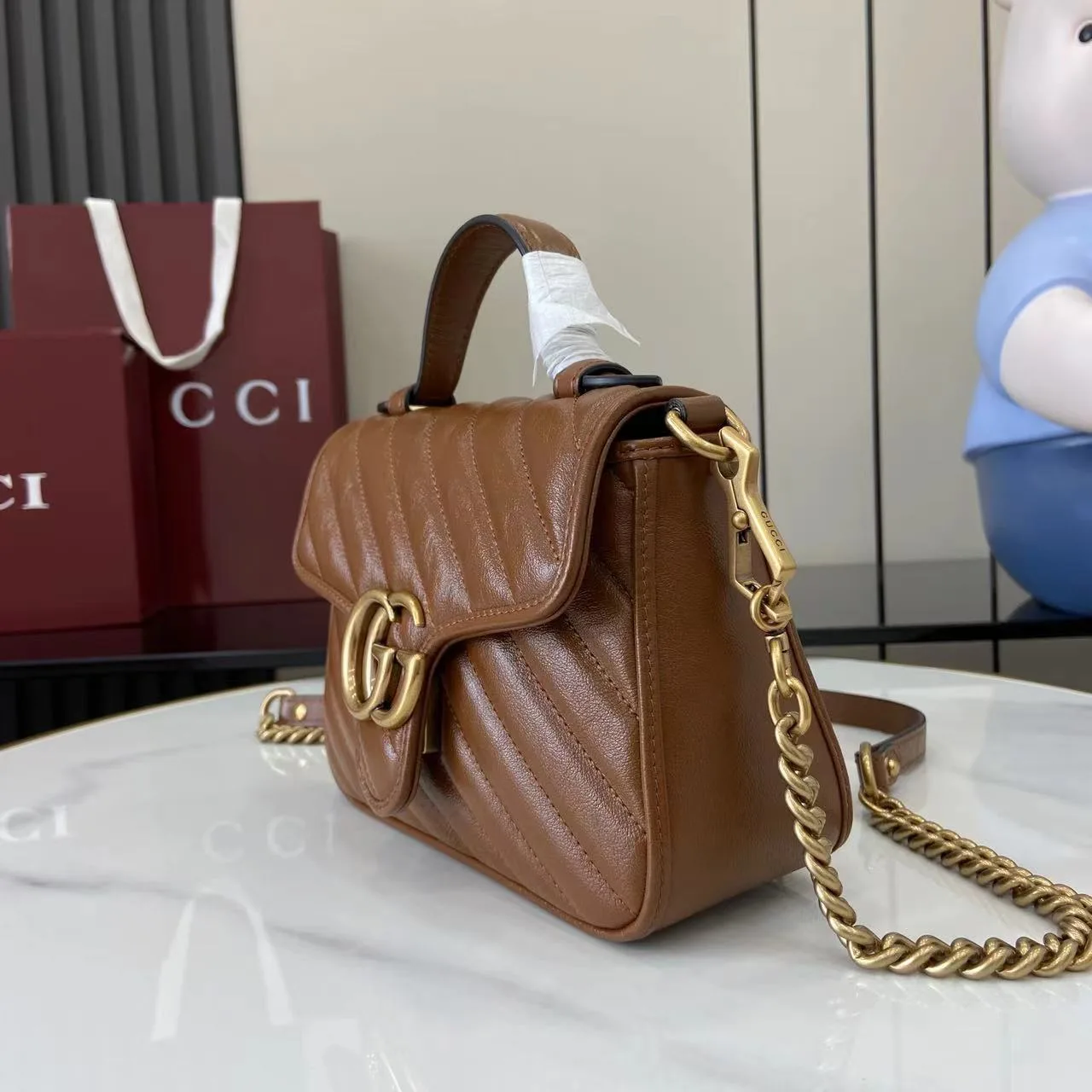 Gucci Brown Marmont GG Supreme Canvas Top Handle Bag product photo from LabelPicks