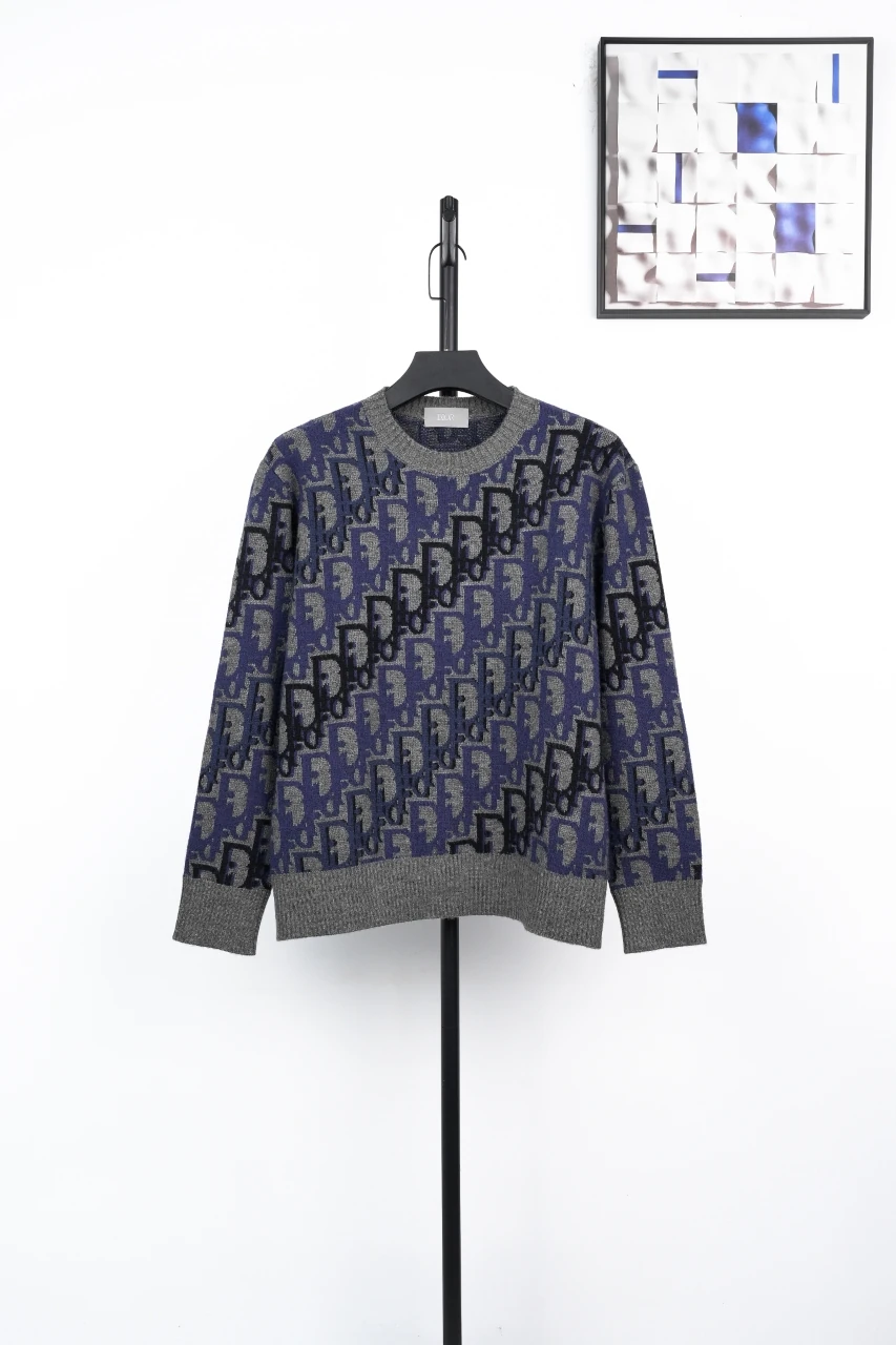 Dior Grey Gradient Oblique Jacquard Crewneck Sweater product photo from LabelPicks