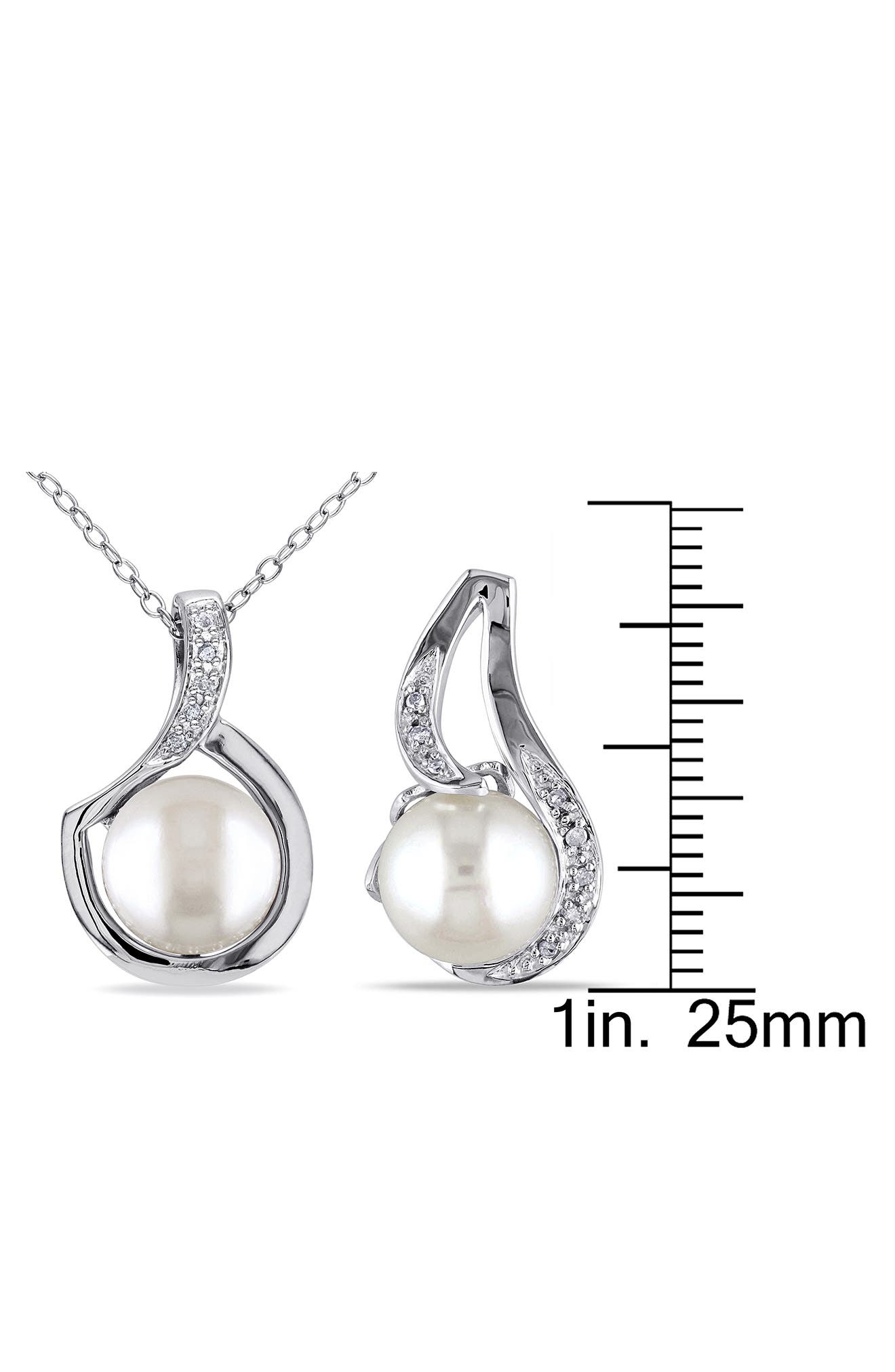 DELMAR Cultured Freshwater Pearl & Diamond Pendant Necklace & Stud Earrings Set