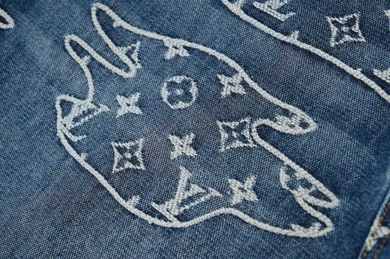 Louis Vuitton Blue Cloud Jacquard Denim Pants product photo from LabelPicks