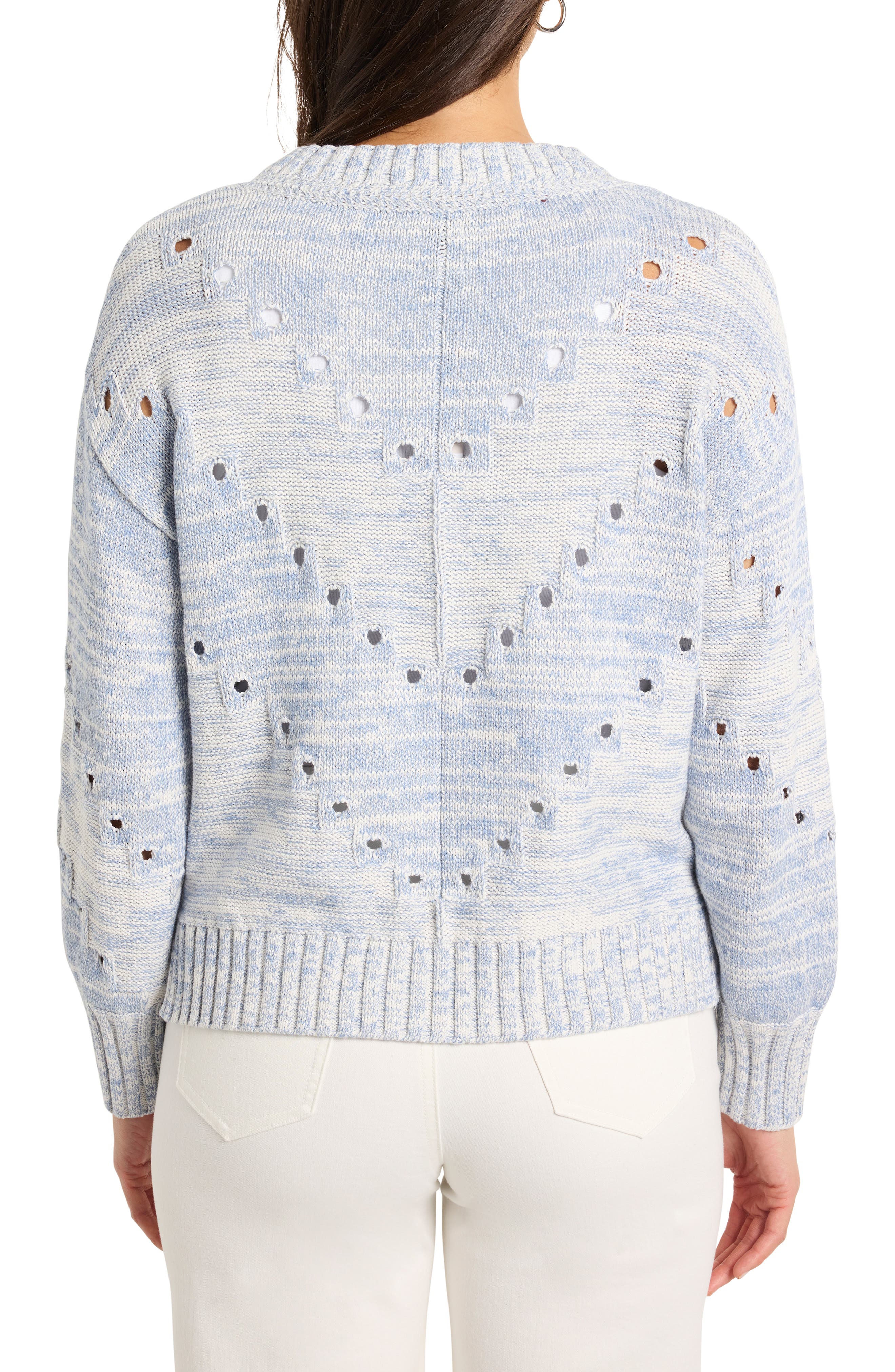 NIC+ZOE Open Stitch V-Neck Sweater