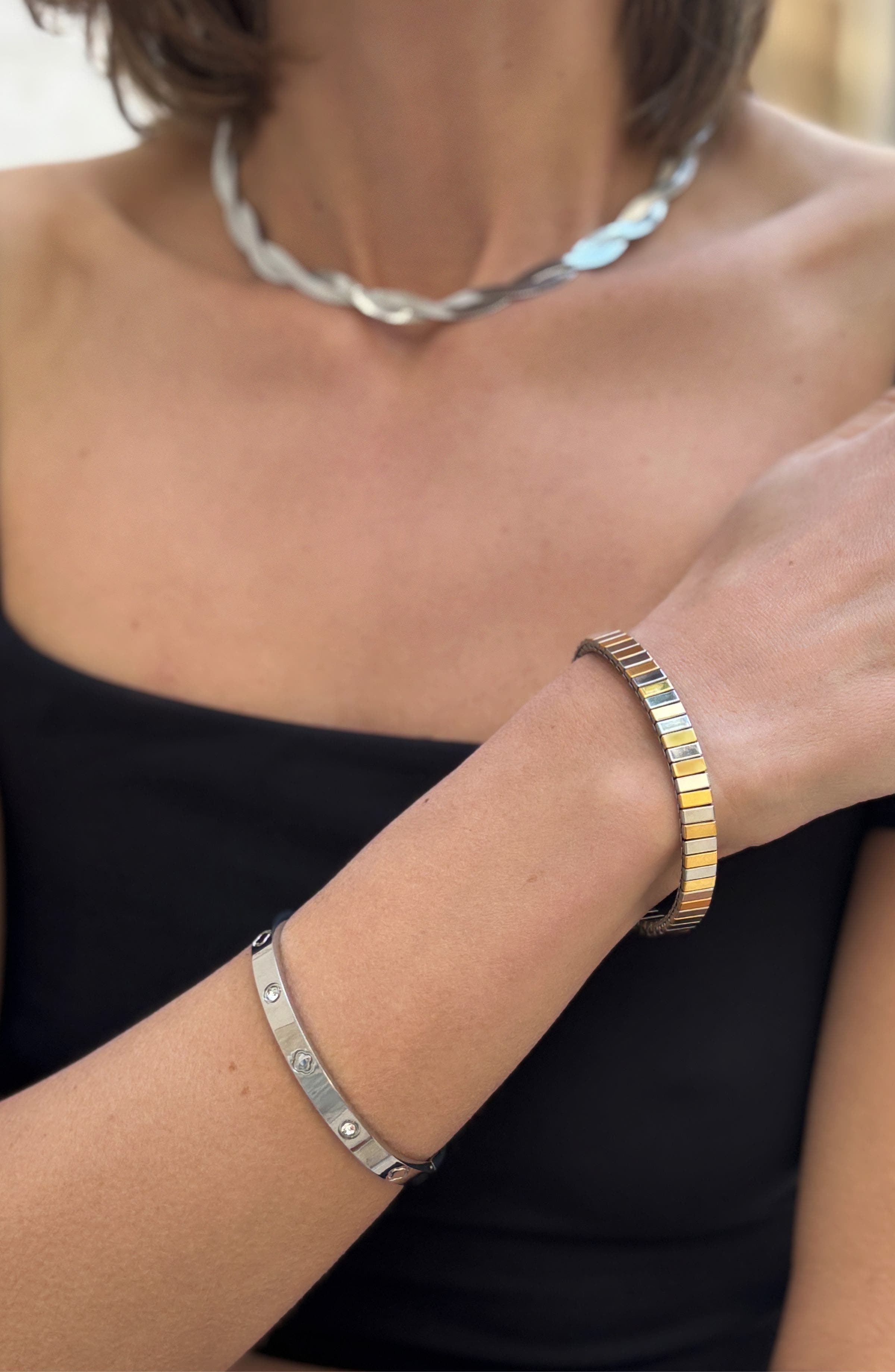 Adornia Two-Tone Stretch Bracelet