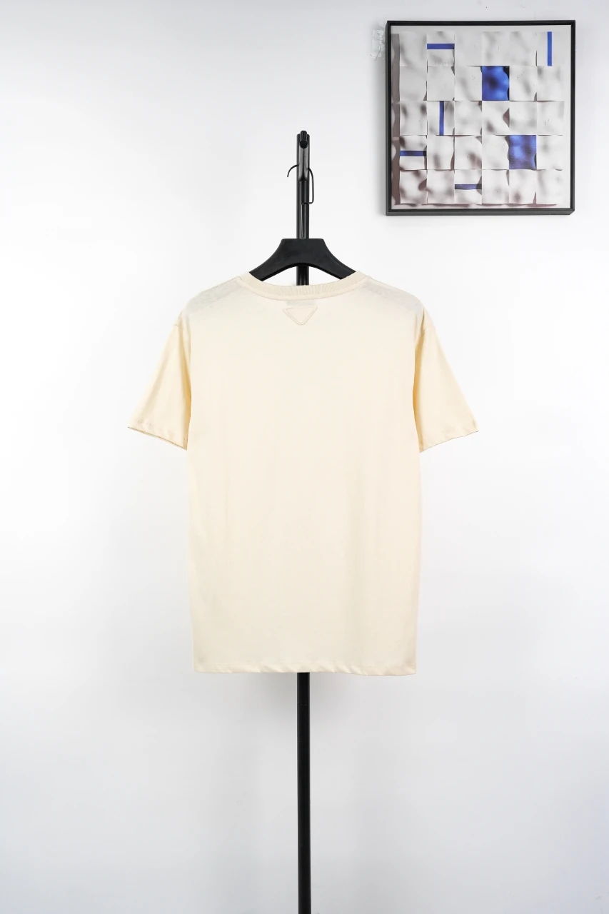 Prada Off-White Distressed Small Logo Triangle T-Shirt product photo from LabelPicks