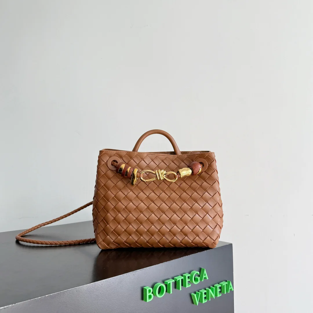 Bottega Veneta Brown Andiamo Intrecciato Woven Leather Top Handle Bag product photo from LabelPicks