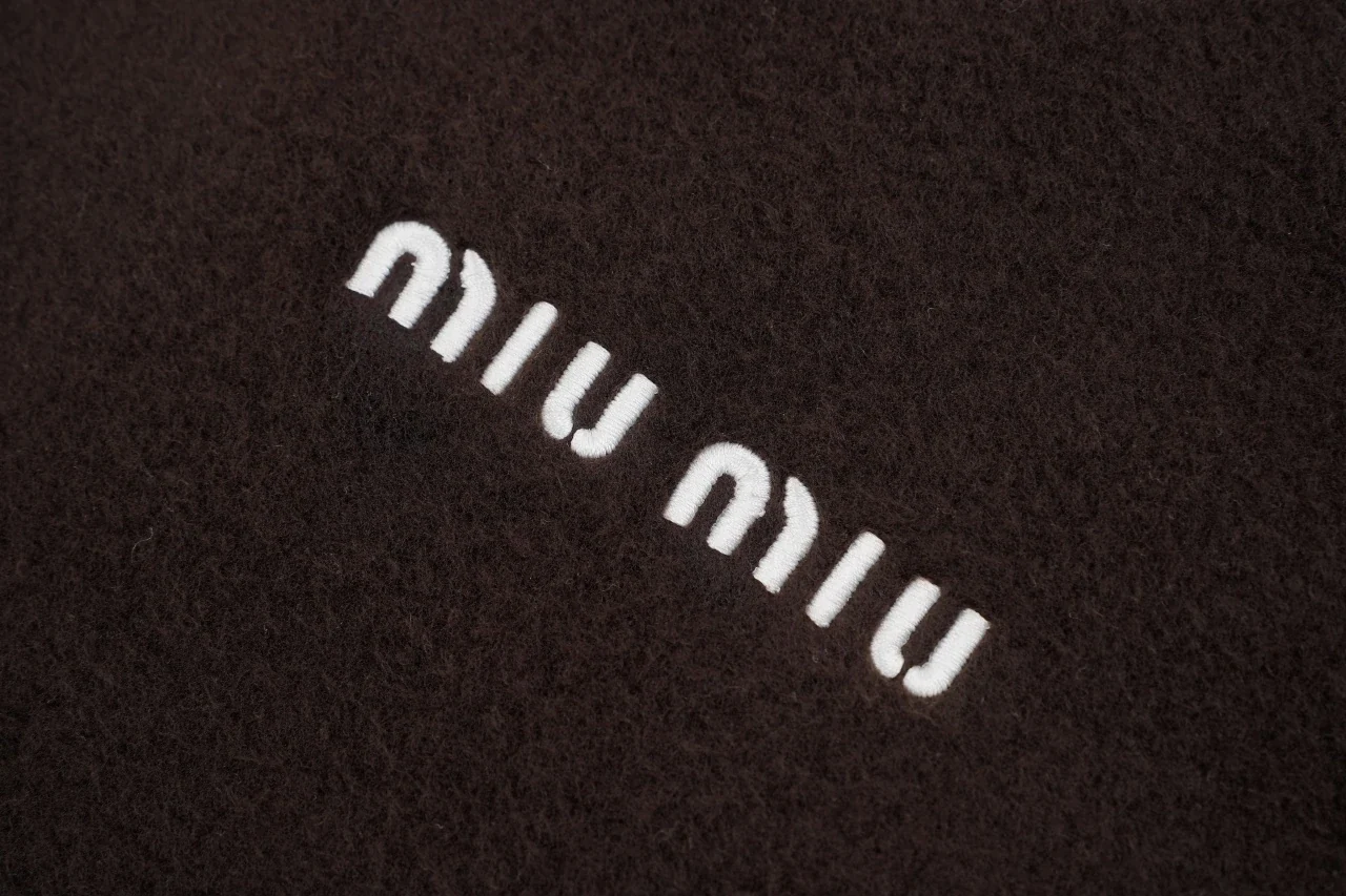 Miu Miu Brown Logo Fleece Stand Collar Jacket product photo from LabelPicks