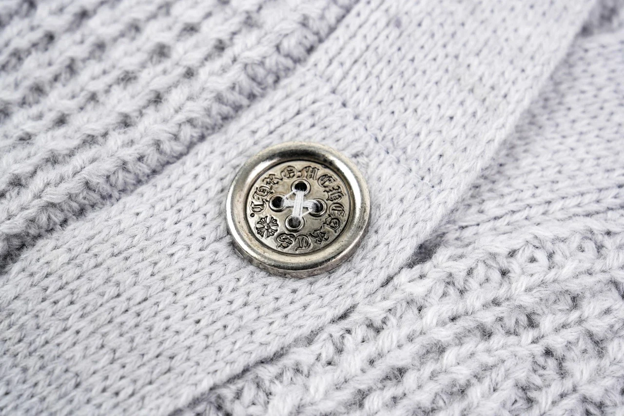 Chrome Hearts Grey Waffle Cashmere Blend Cardigan product photo from LabelPicks