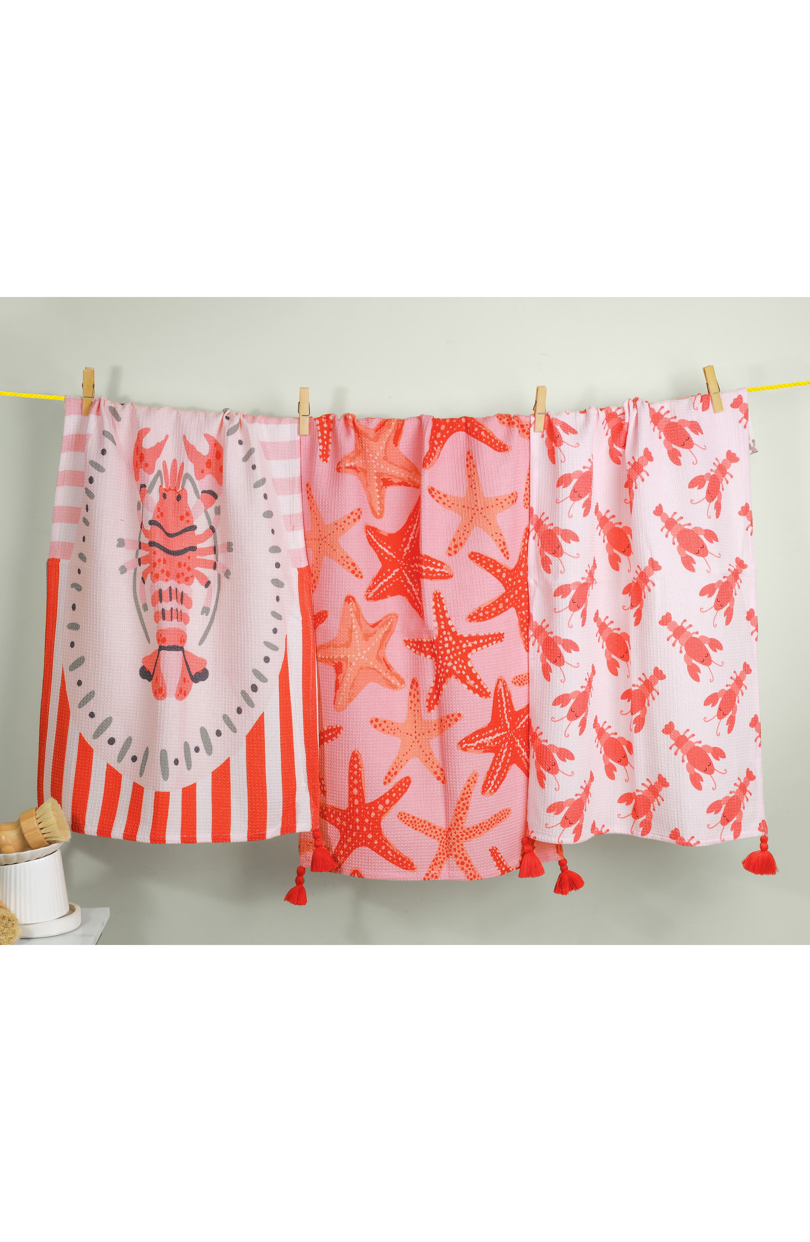 Tiramisu Set of Three Coastal Lobster Kitchen Towels