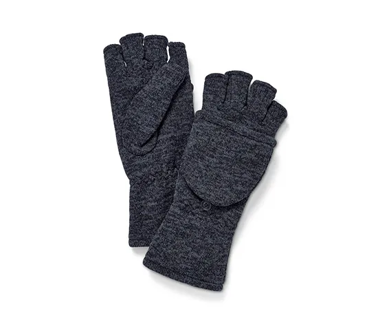 Strickfleece-Klappfäustlinge, blau