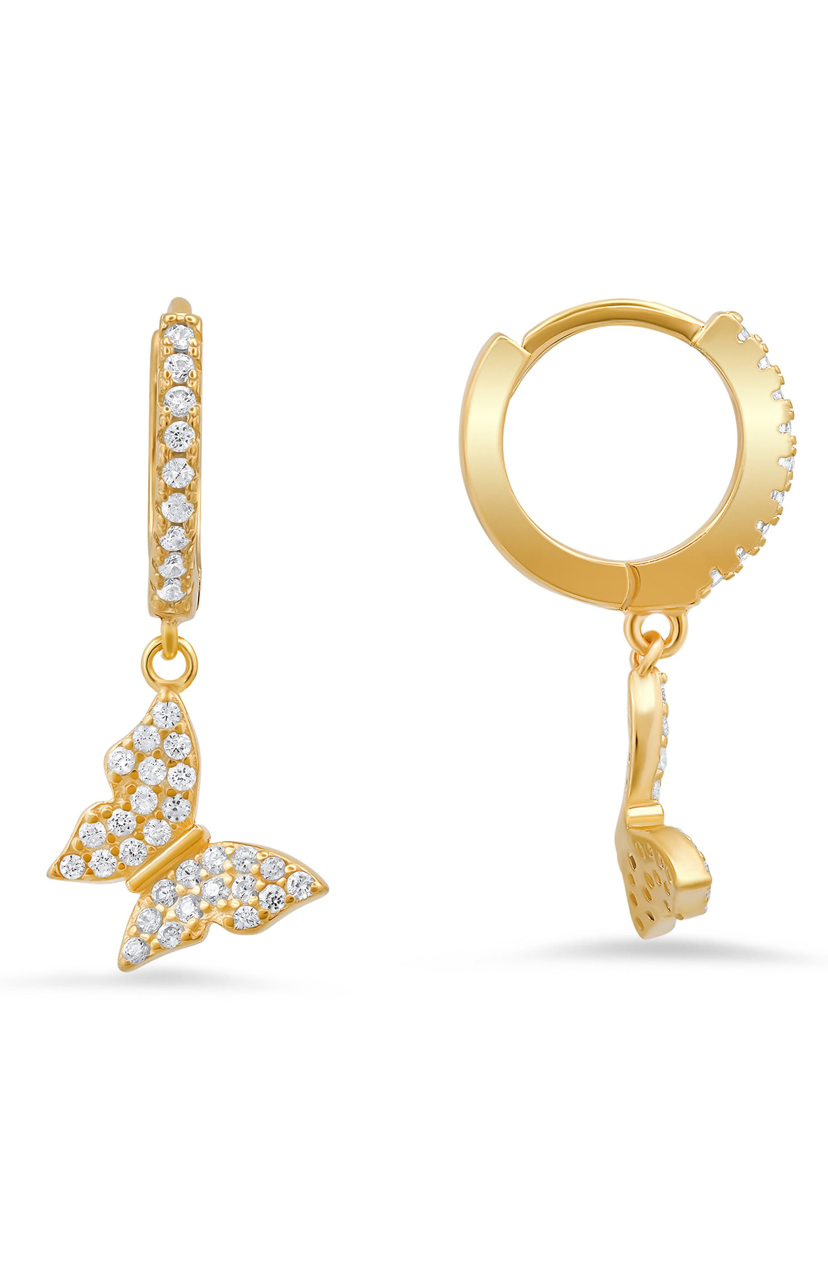 Queen Jewels Danging Butterfly Huggie Hoop Earrings