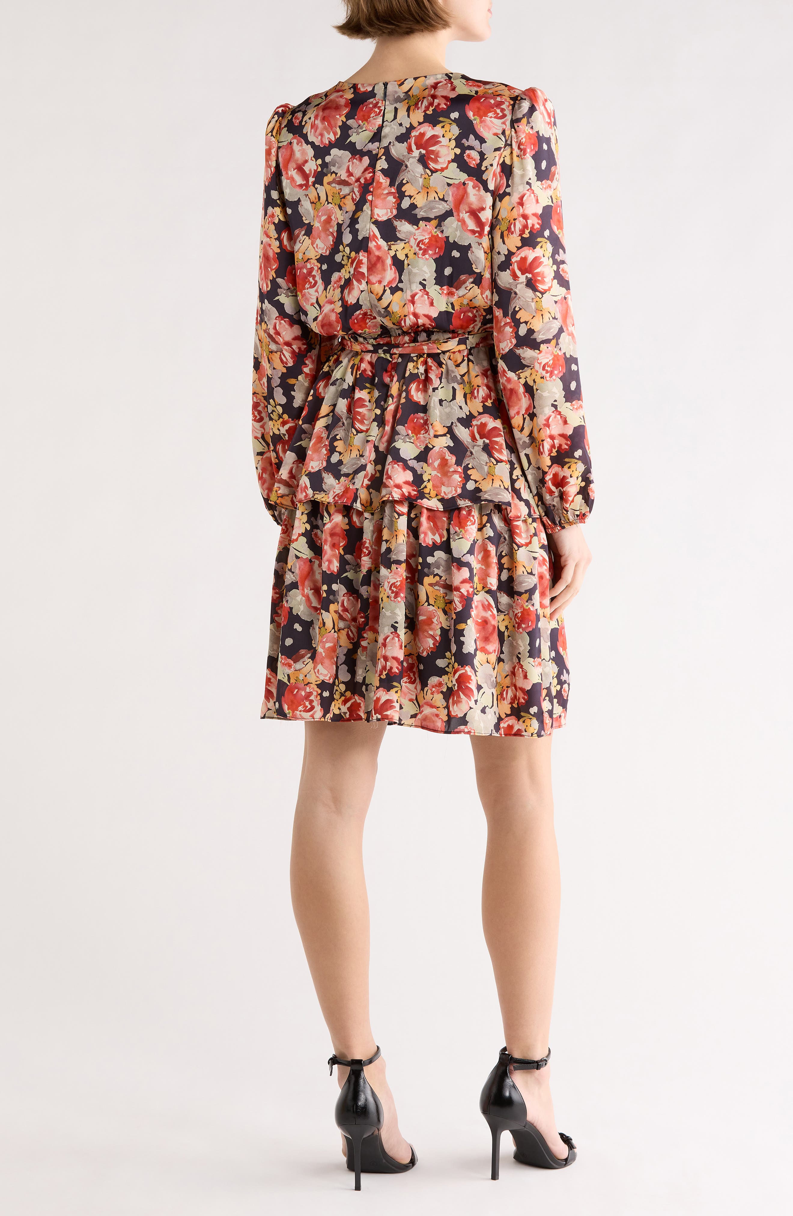 Julia Jordan Floral Ruffle Long Sleeve A-Line Dress