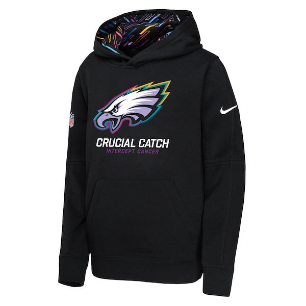 Philadelphia Eagles Nike Youth 2024 NFL Crucial Catch Pullover Hoodie - Black
