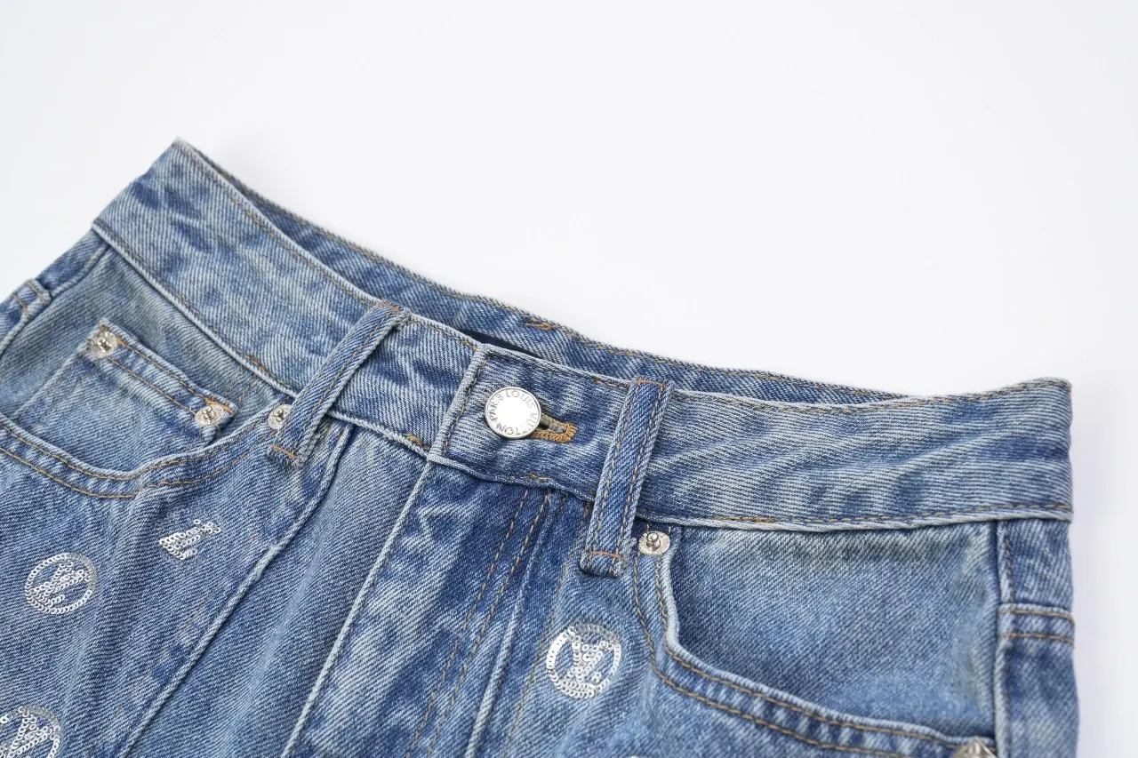 Louis Vuitton Light Blue Allover Print Straight Denim Jeans product photo from LabelPicks