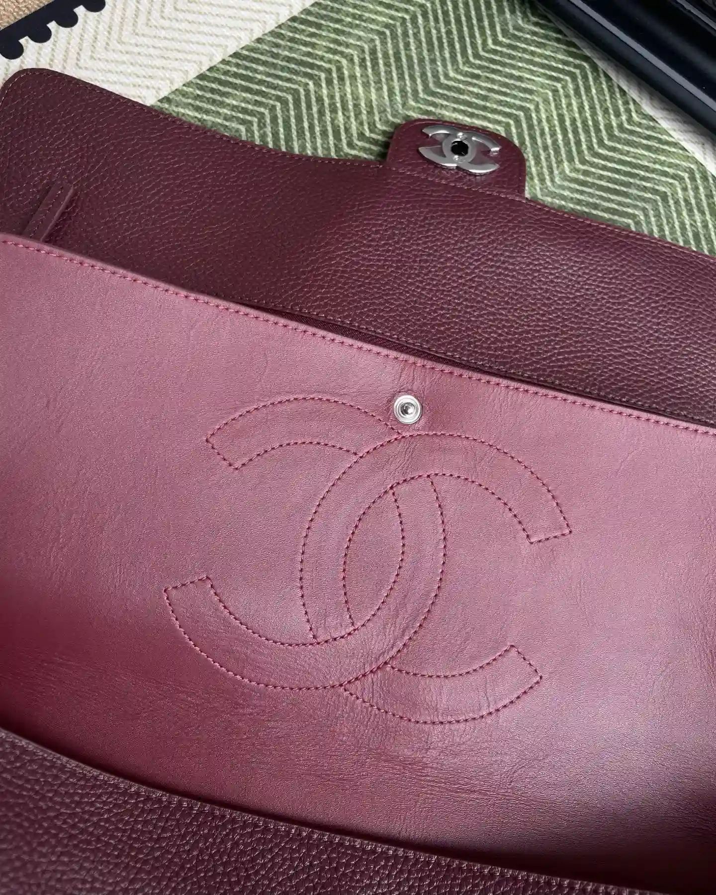 Chanel Burgundy Classic Flap Grained Leather Top Handle Bag product photo from LabelPicks