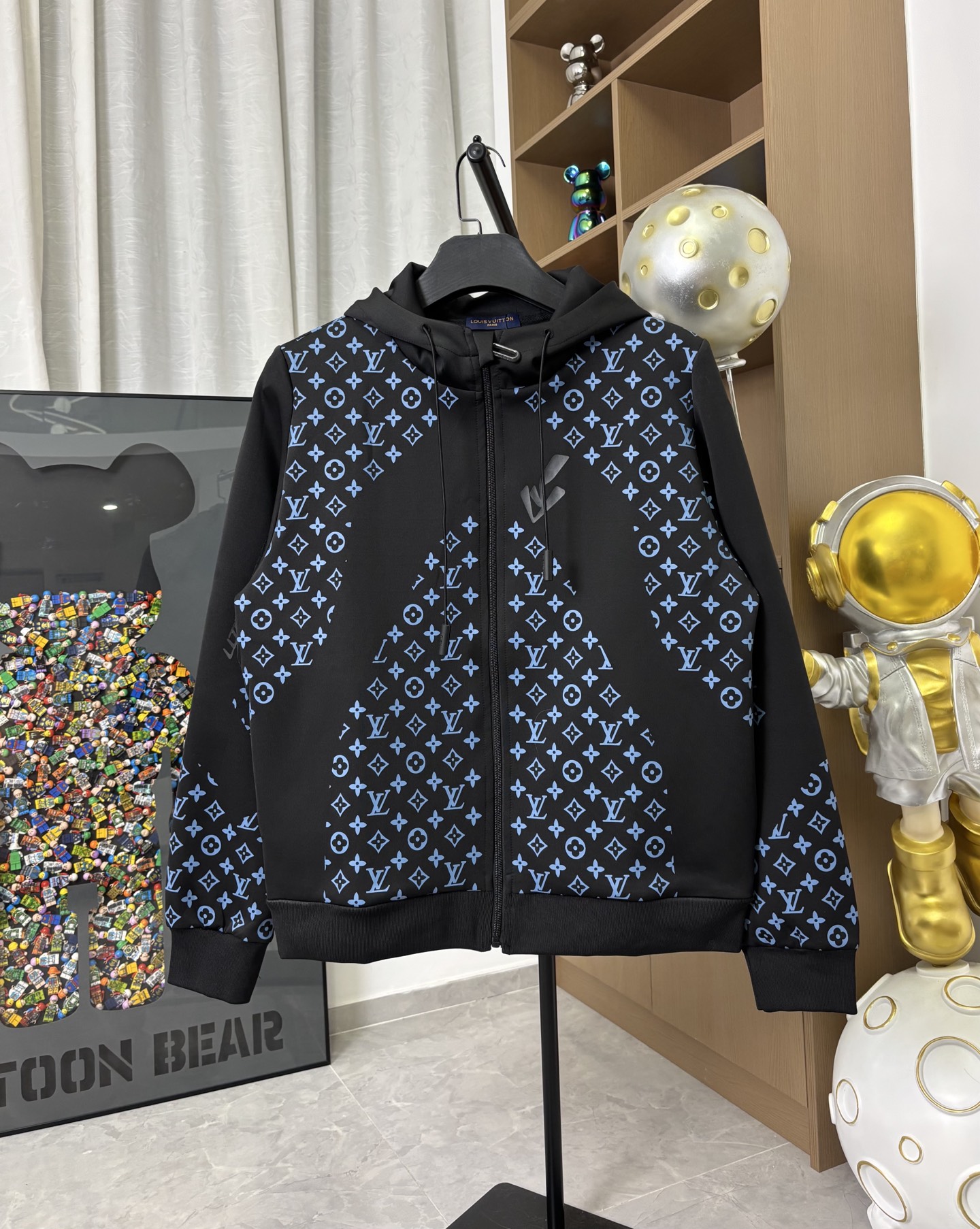 Full Print Spliced Long Sleeve Zipper Jacket