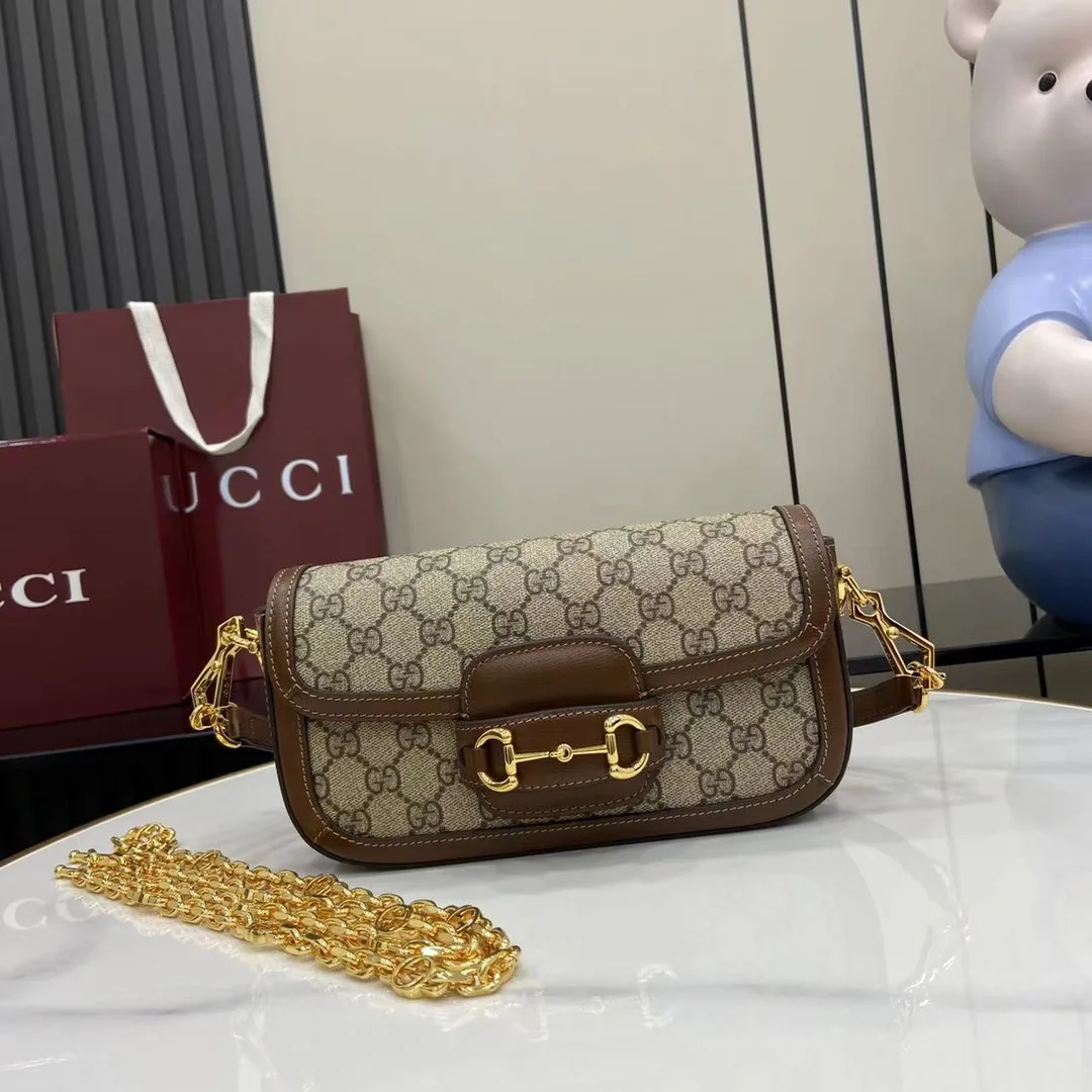Gucci Brown Horsebit GG Supreme Canvas Crossbody Bag product photo from LabelPicks