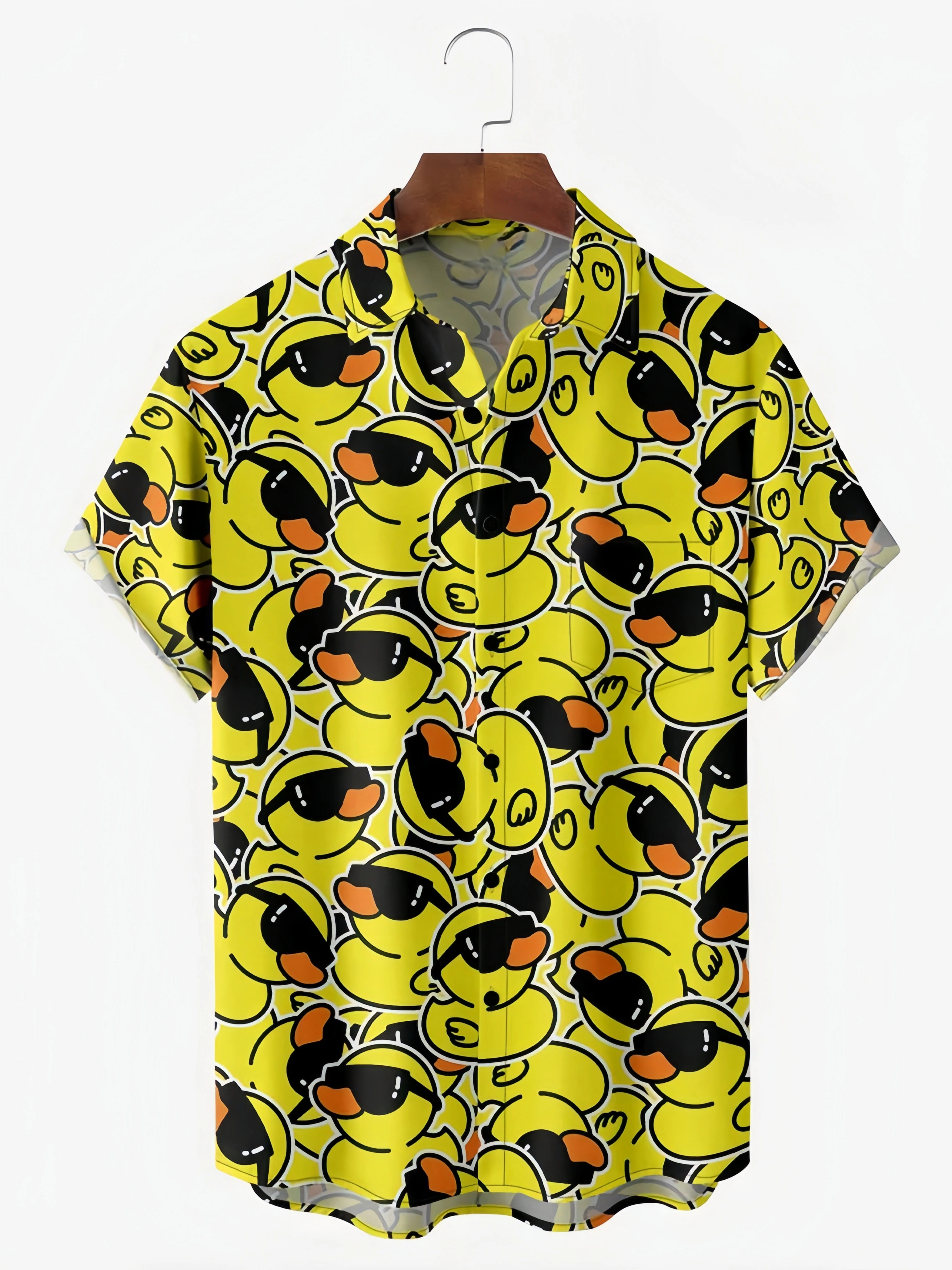 Duckling Chest Pocket Short Sleeve Casual Shirt