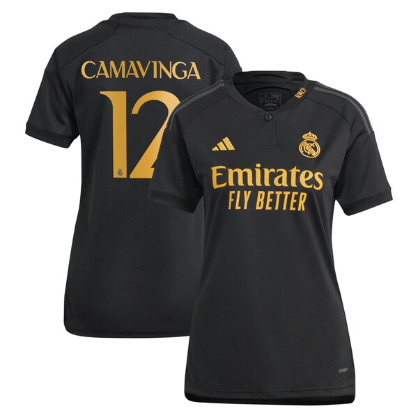 Eduardo Camavinga Los Merengues adidas Women's 2023/24 Third Replica Player Jersey - Black