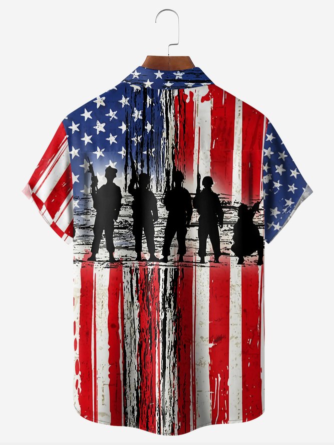 Veteran's Day Chest Pocket Short Sleeve Casual Shirt