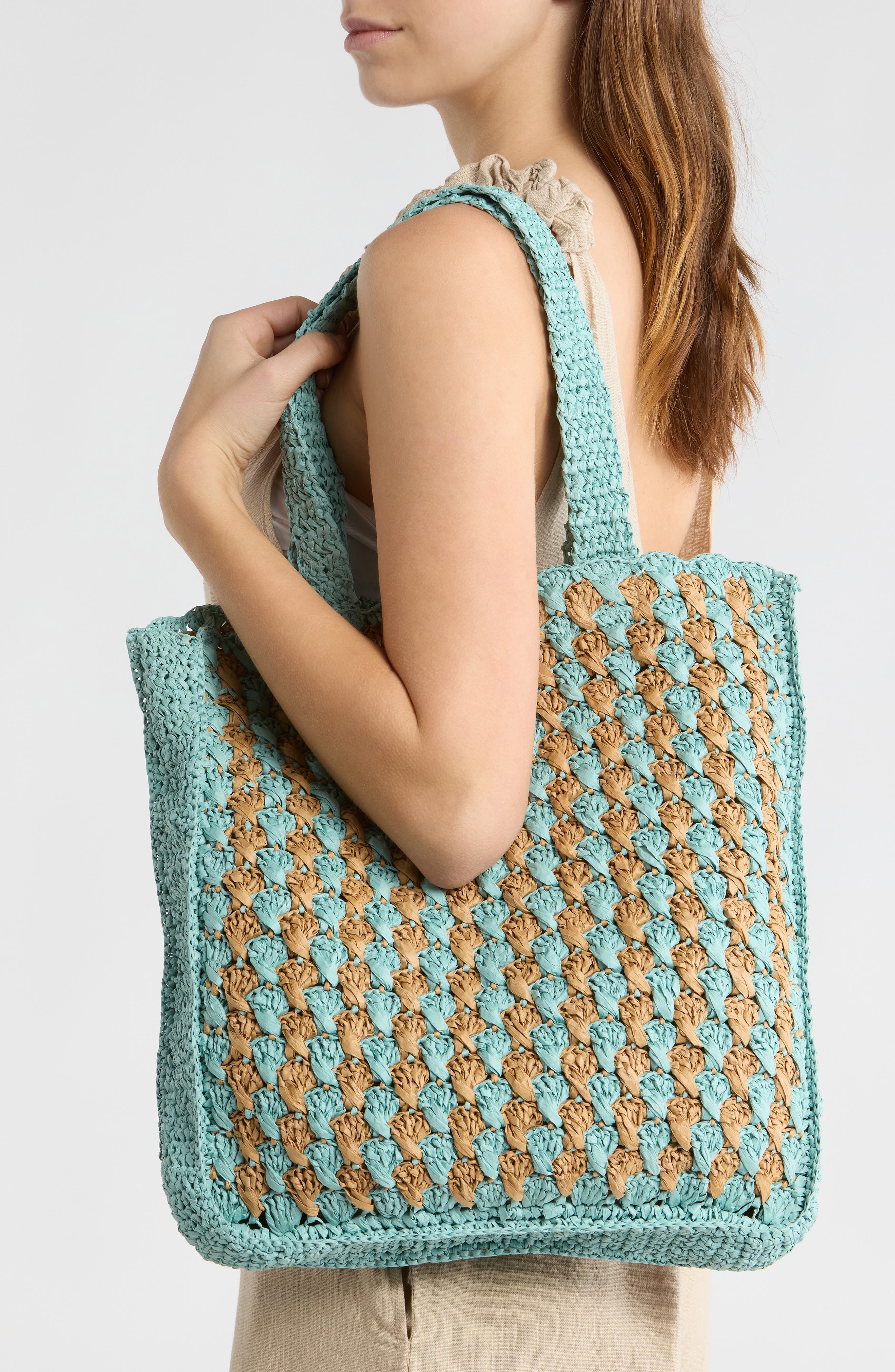 Collection XIIX Two-Tone Crochet Tote Bag