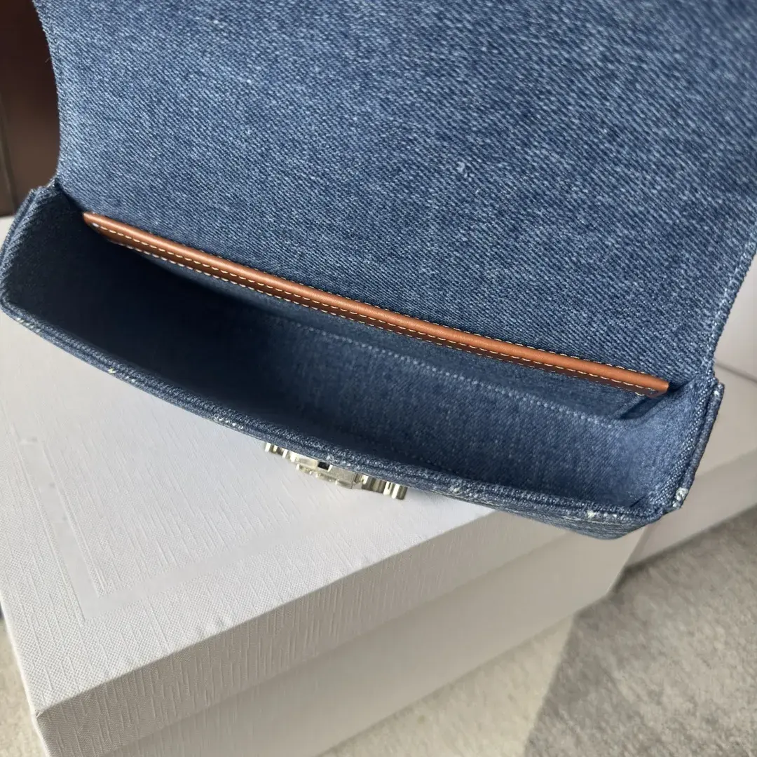 Celine Silver Triomphe Denim Shoulder Bag product photo from LabelPicks