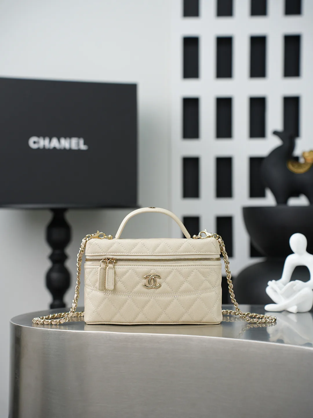 Chanel White Quilted Leather Top Handle Bag product photo from LabelPicks