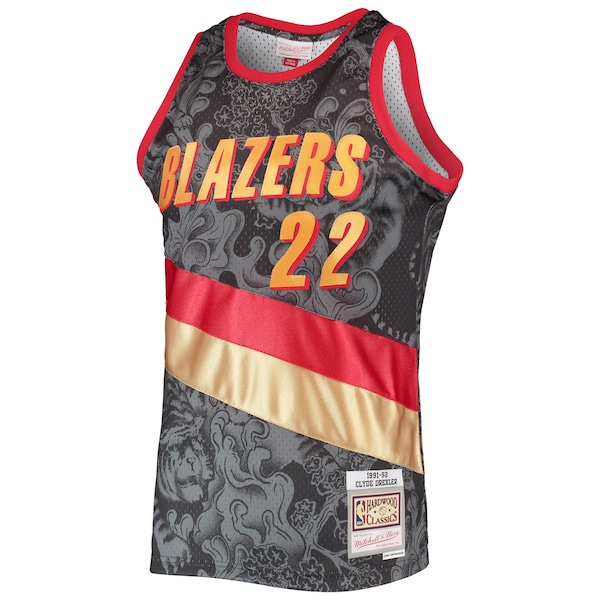 Clyde Drexler Portland Trail Blazers Hardwood Classics 1991/92 Lunar New Year Swingman Jersey - Black