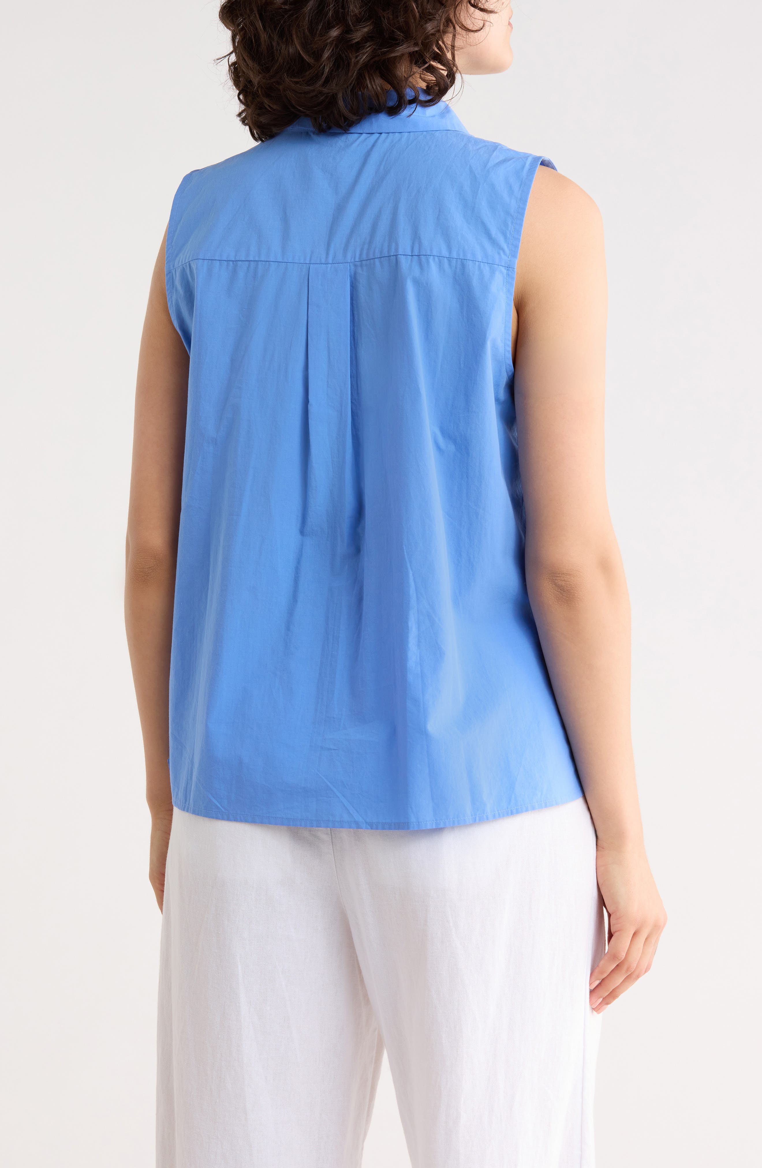 Eileen Fisher Sleeveless Organic Cotton Button-Up Shirt