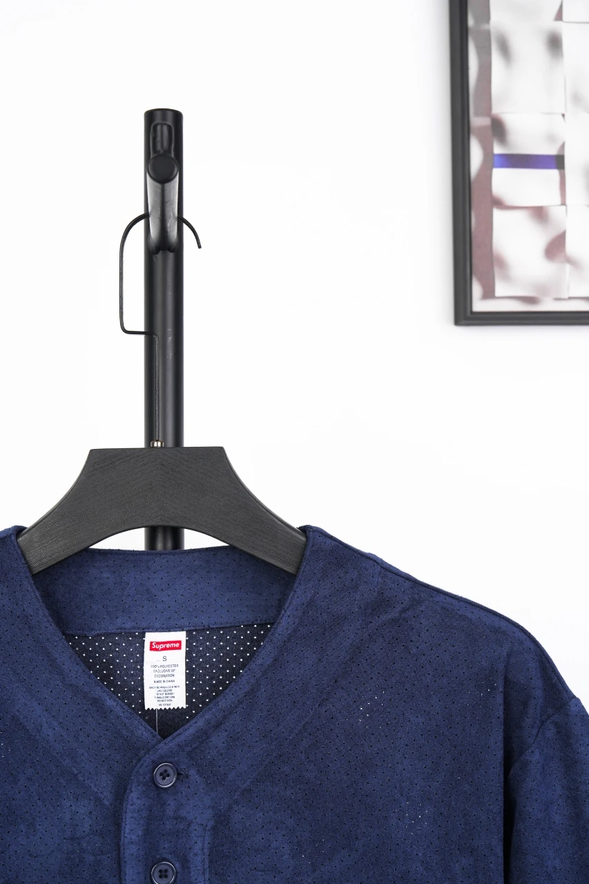 Supreme Navy Suede Mesh Baseball Jersey product photo from LabelPicks