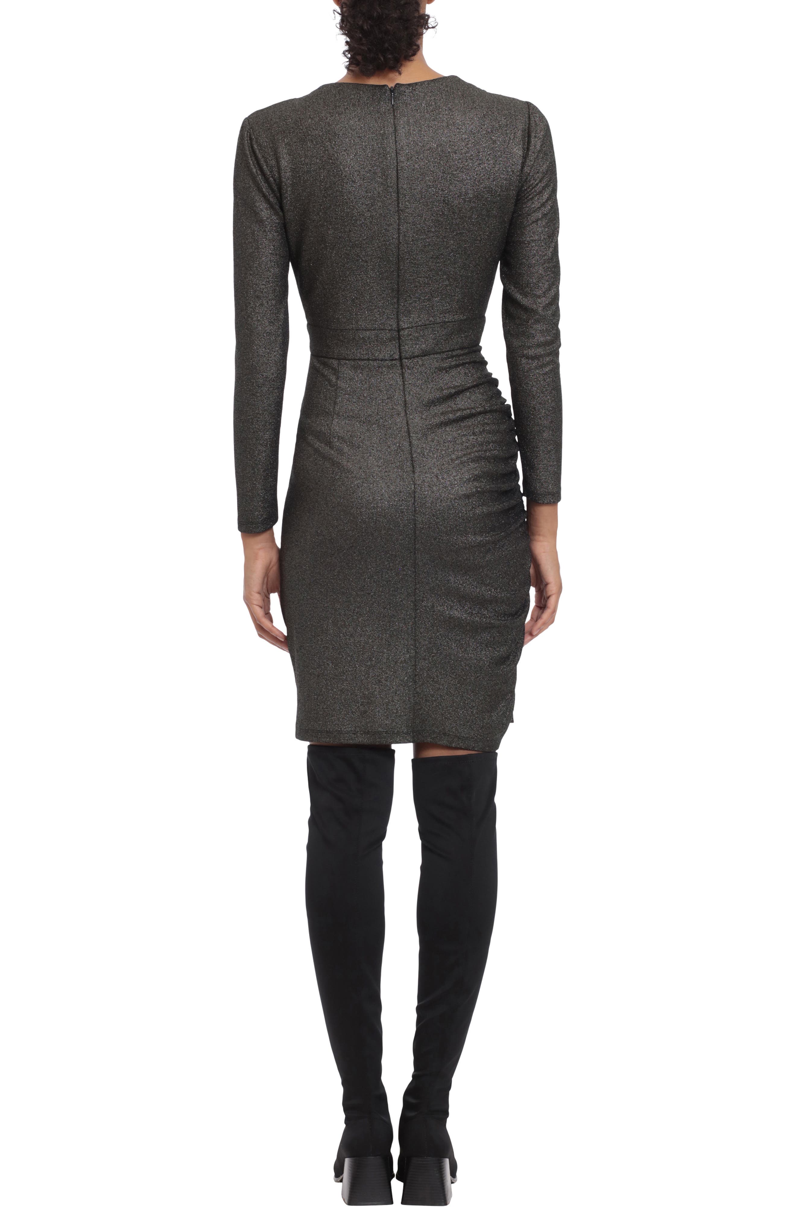 Donna Morgan Stretch Long Sleeve Lame Mini Dress