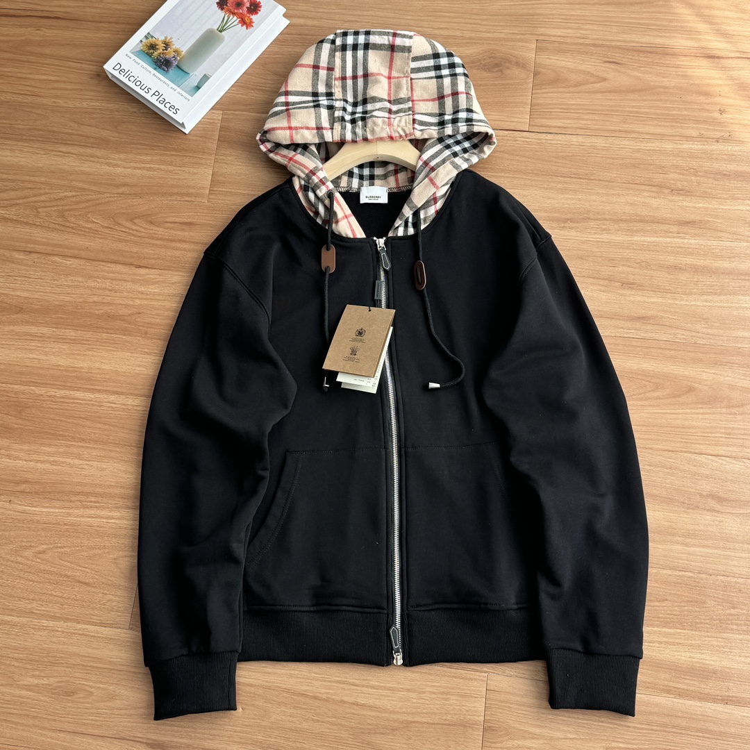 0918 New Unisex Plaid Cotton Blend Zip-Up Hoodie Jacket