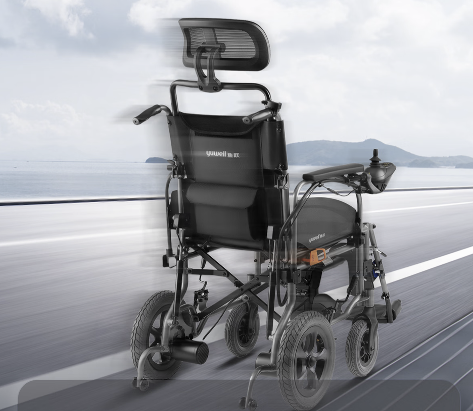 Yuwell Electric Wheelchair D130TL Lightweight Foldable stretcher Liked Lie Flat - GreshamTech