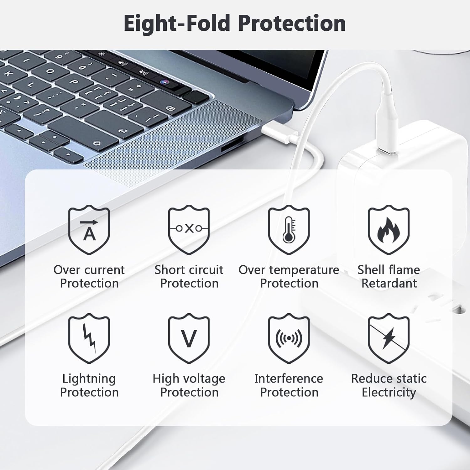 MacBook Pro/Air Charger - 100W USB-C Fast Charger, compatible with MacBook Pro/Air, M1, M2, M3, M4, M5, iPad Pro, and all USB-C laptops and phones, 6.6ft charging cable