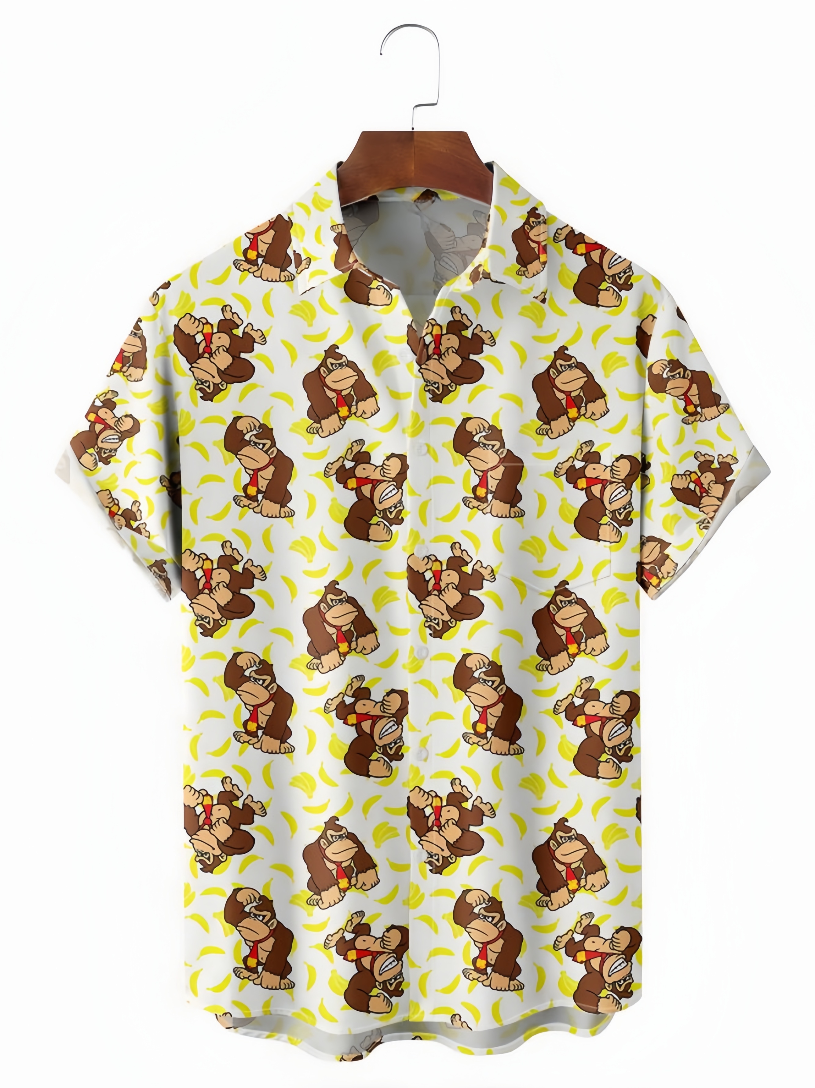 Monkey Chest Pocket Short Sleeve Casual Shirt