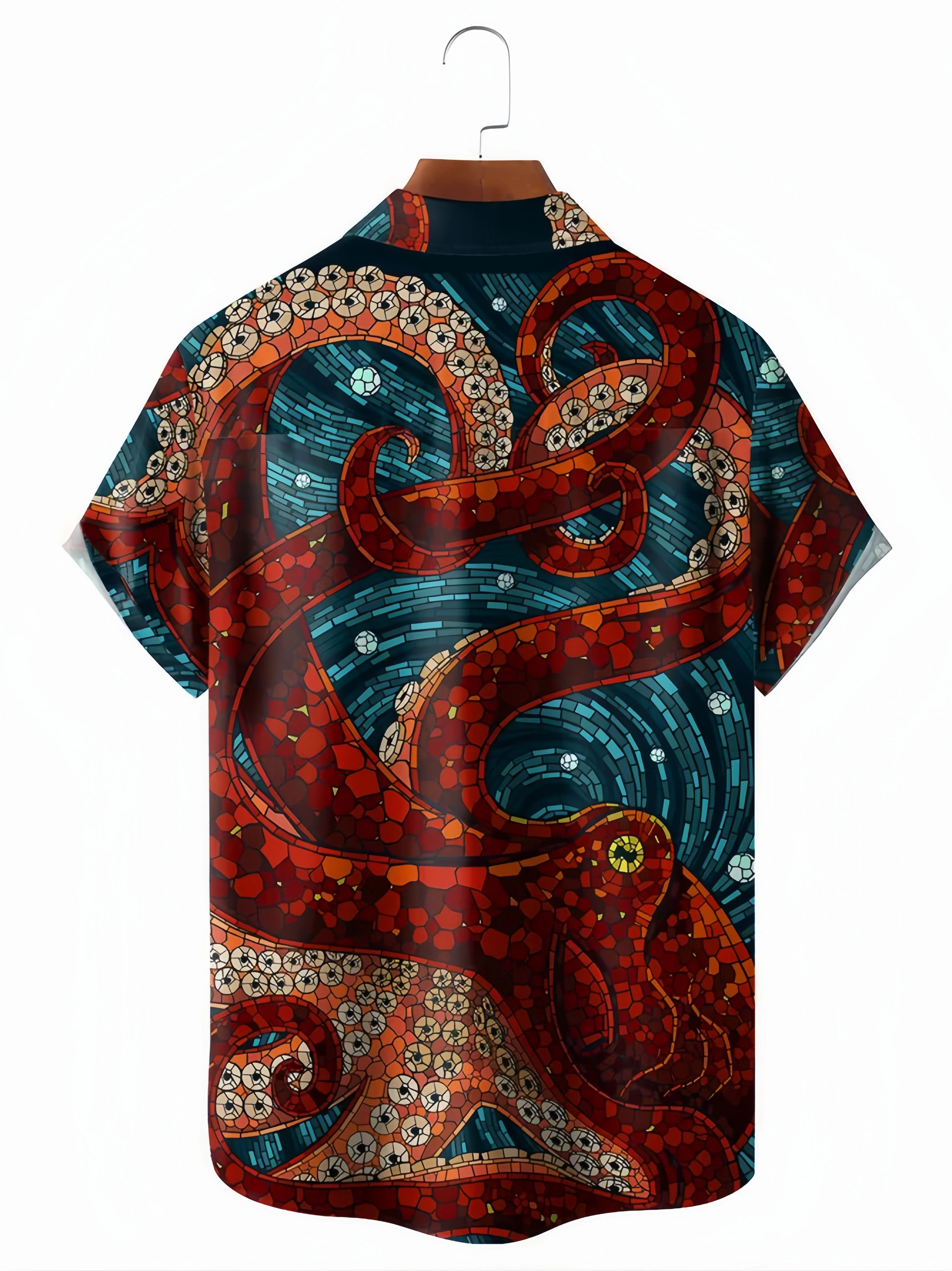 Octopus Chest Pocket Short Sleeve Hawaiian Shirt
